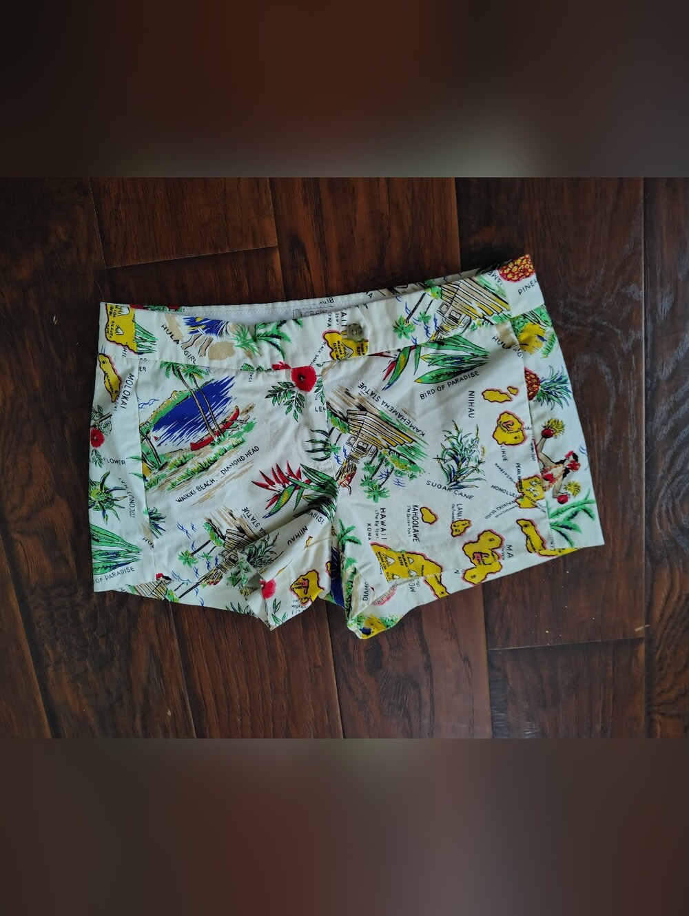 J. Crew White Tropical Map Print Jean Shorts